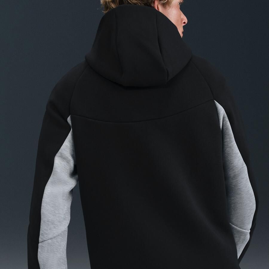 Nike Tech Windrunner herenjack van fleece met rits over de hele lengte Zwart