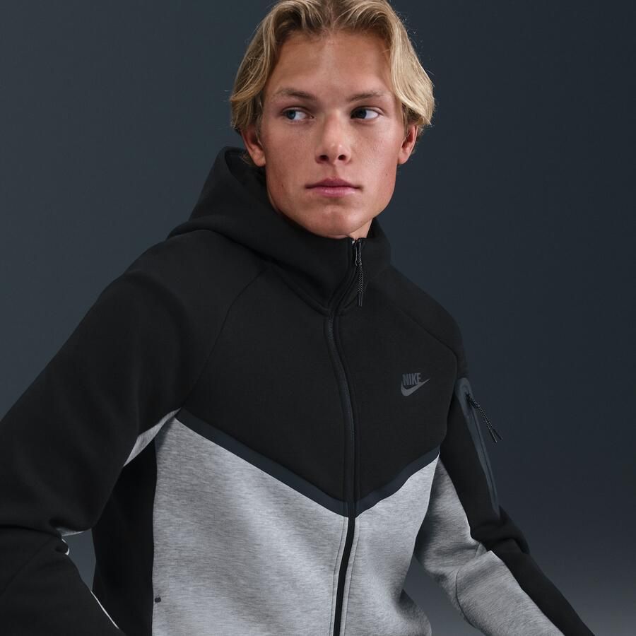 Nike Tech Windrunner herenjack van fleece met rits over de hele lengte Zwart - Foto 2