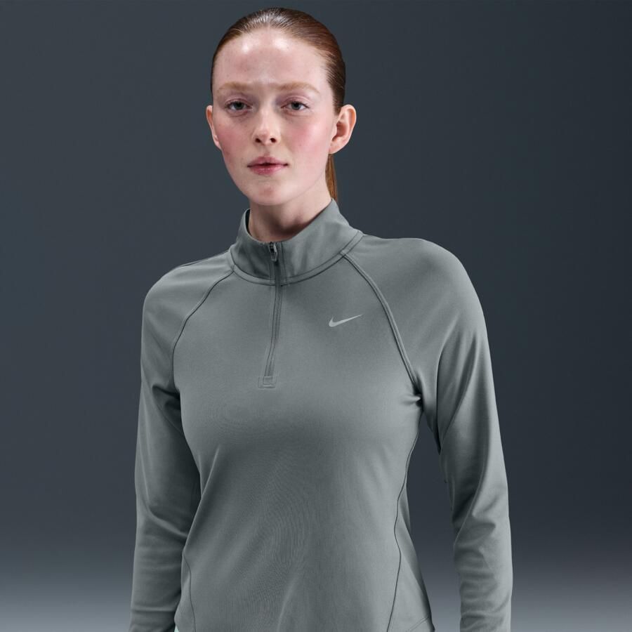 Nike Tempo Dri-FIT hardlooptop met korte rits voor dames Grijs - Foto 4
