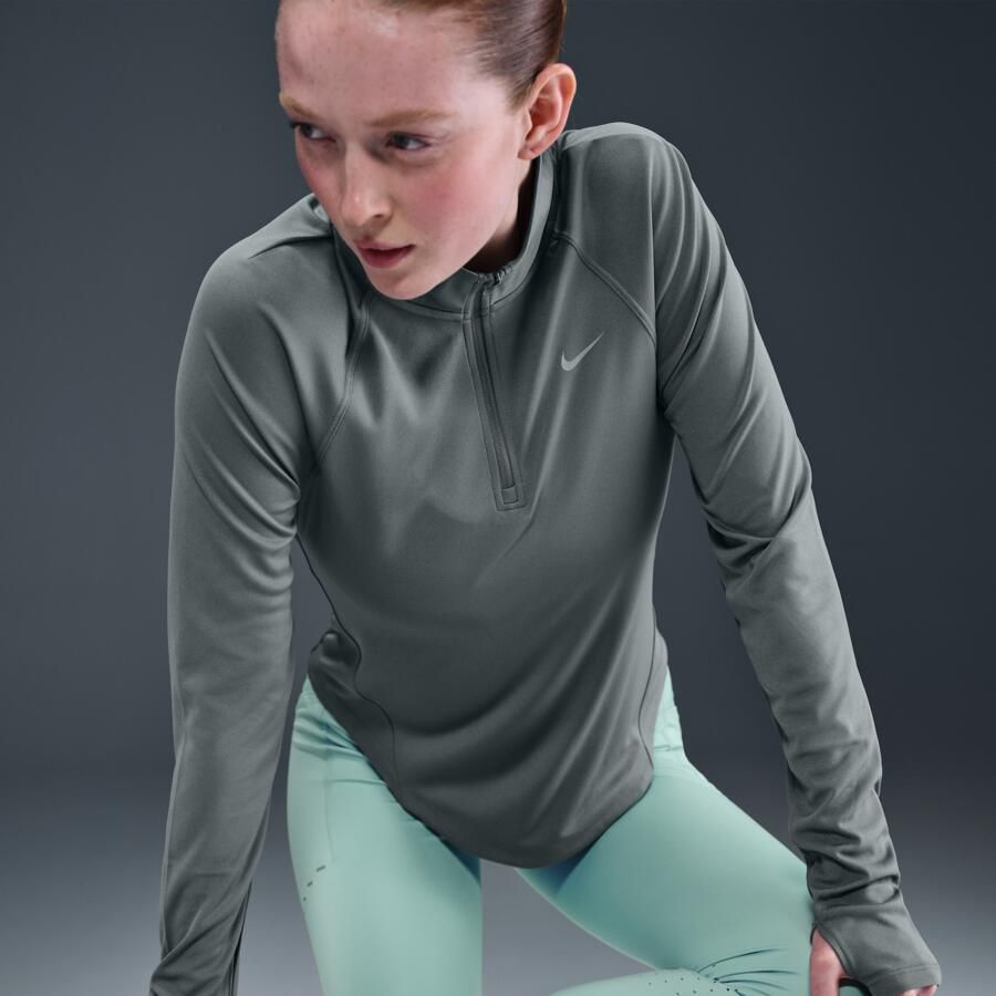 Nike Tempo Dri-FIT hardlooptop met korte rits voor dames Grijs - Foto 2