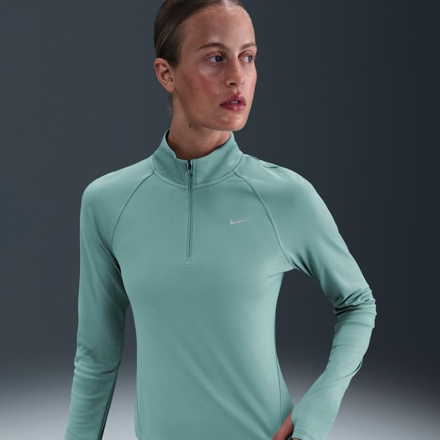 Nike Tempo Dri-FIT hardlooptop met korte rits voor dames Groen - Foto 4