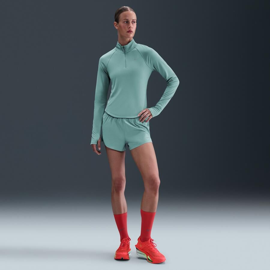 Nike Tempo Dri-FIT hardlooptop met korte rits voor dames Groen - Foto 3