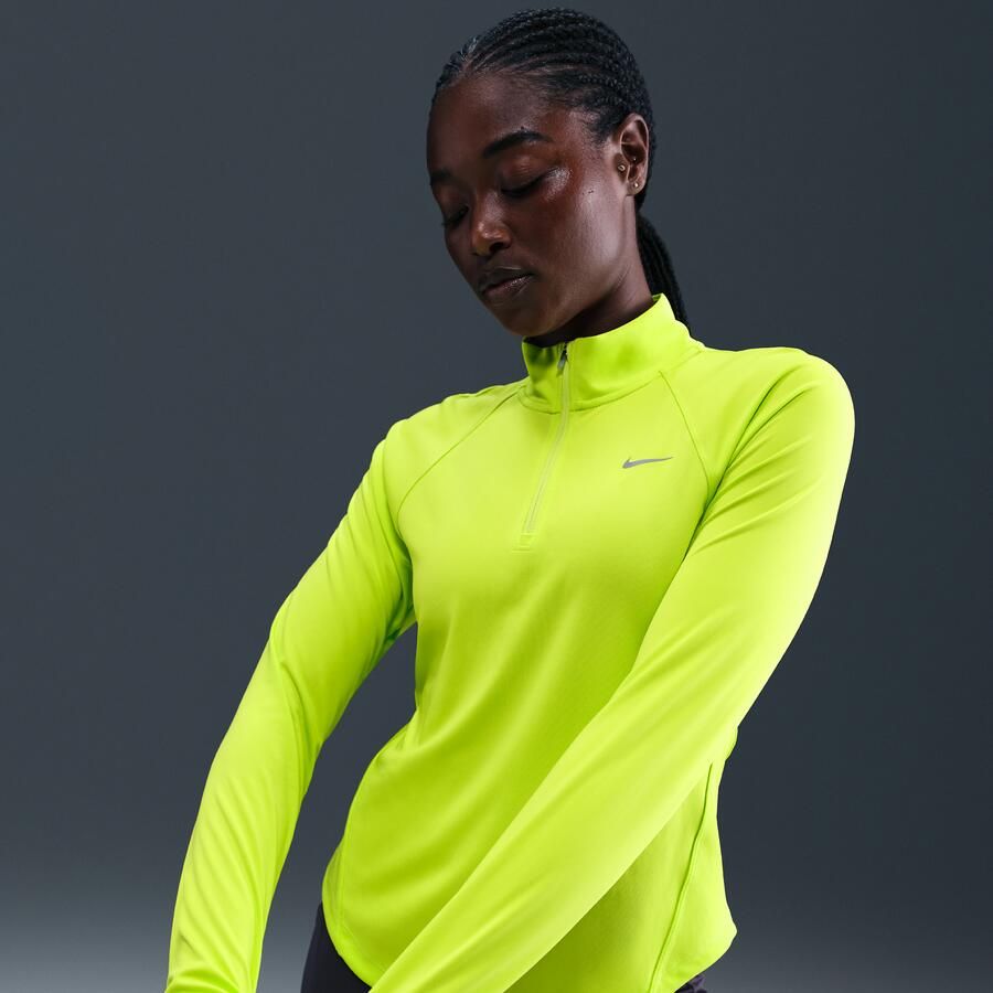 Nike Tempo Dri-FIT hardlooptop met korte rits voor dames Groen - Foto 4