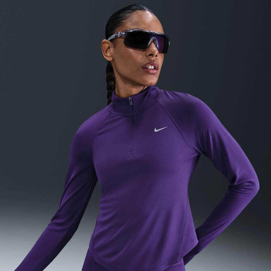 Nike Tempo Dri-FIT hardlooptop met korte rits voor dames Paars - Foto 4