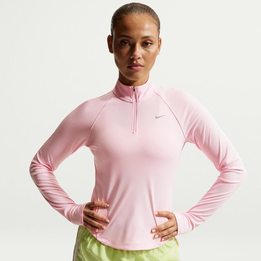 Nike Tempo Dri-FIT hardlooptop met korte rits voor dames Roze - Foto 4