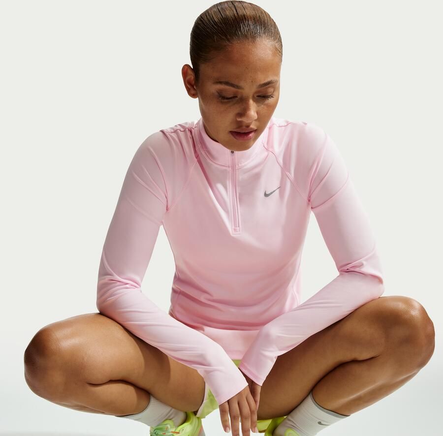 Nike Tempo Dri-FIT hardlooptop met korte rits voor dames Roze - Foto 2