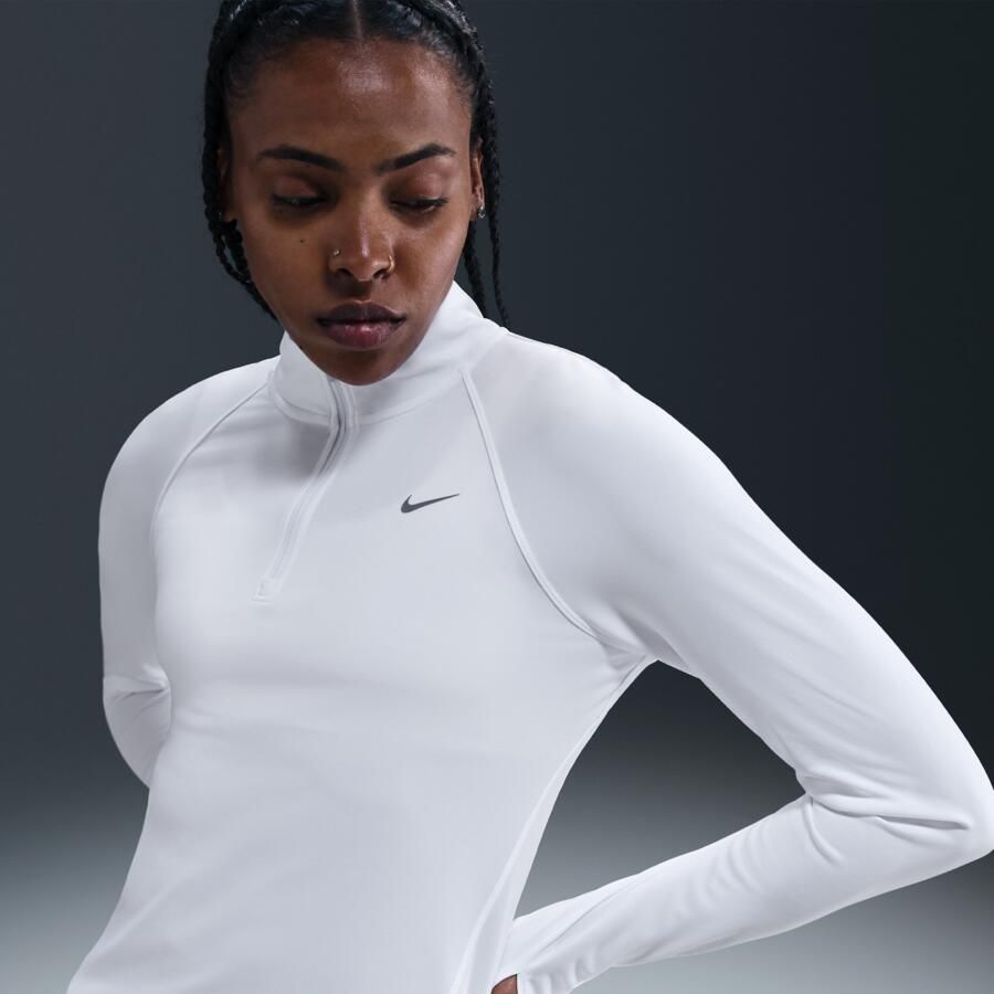 Nike Tempo Dri-FIT hardlooptop met korte rits voor dames Wit - Foto 4