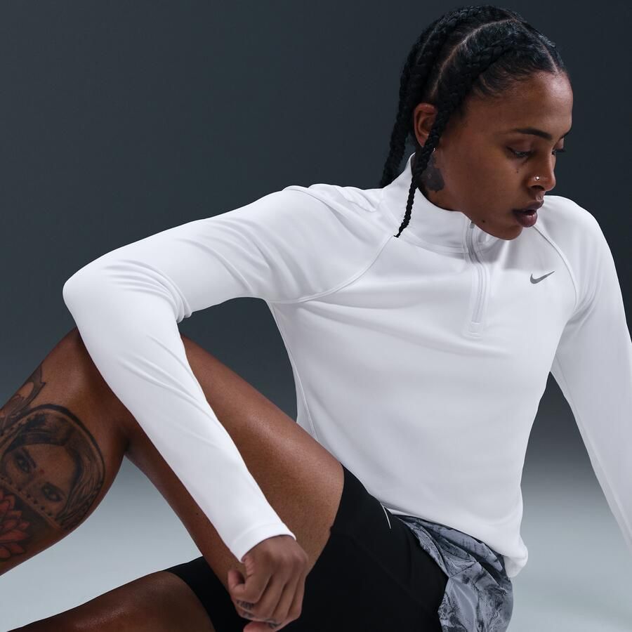 Nike Tempo Dri-FIT hardlooptop met korte rits voor dames Wit - Foto 2