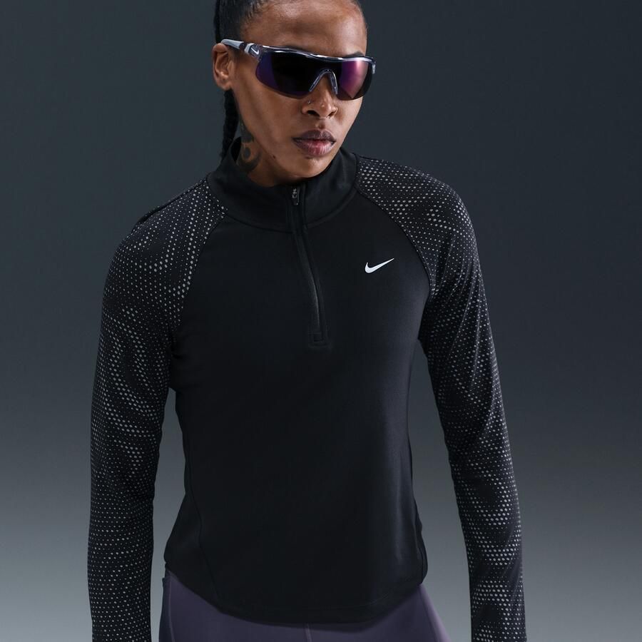 Nike Tempo Flash Dri-FIT hardlooptop met korte rits voor dames Zwart - Foto 4