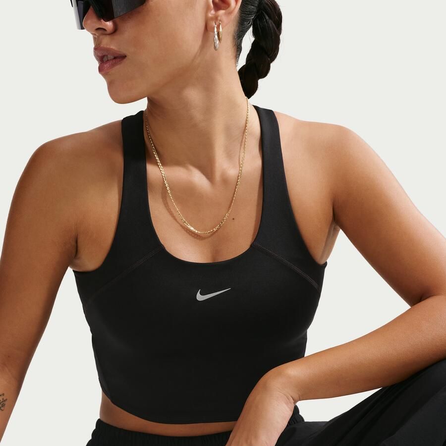 Nike Tempo korte tanktop met sport-bh met medium ondersteuning Zwart - Foto 2