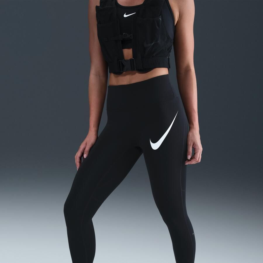Nike Tempo Swoosh Run 7 8-hardlooplegging met hoge taille voor Zwart
