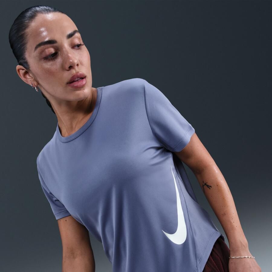 Nike Tempo Swoosh Run Dri-FIT hardlooptop met korte mouwen voor dames Blauw - Foto 4