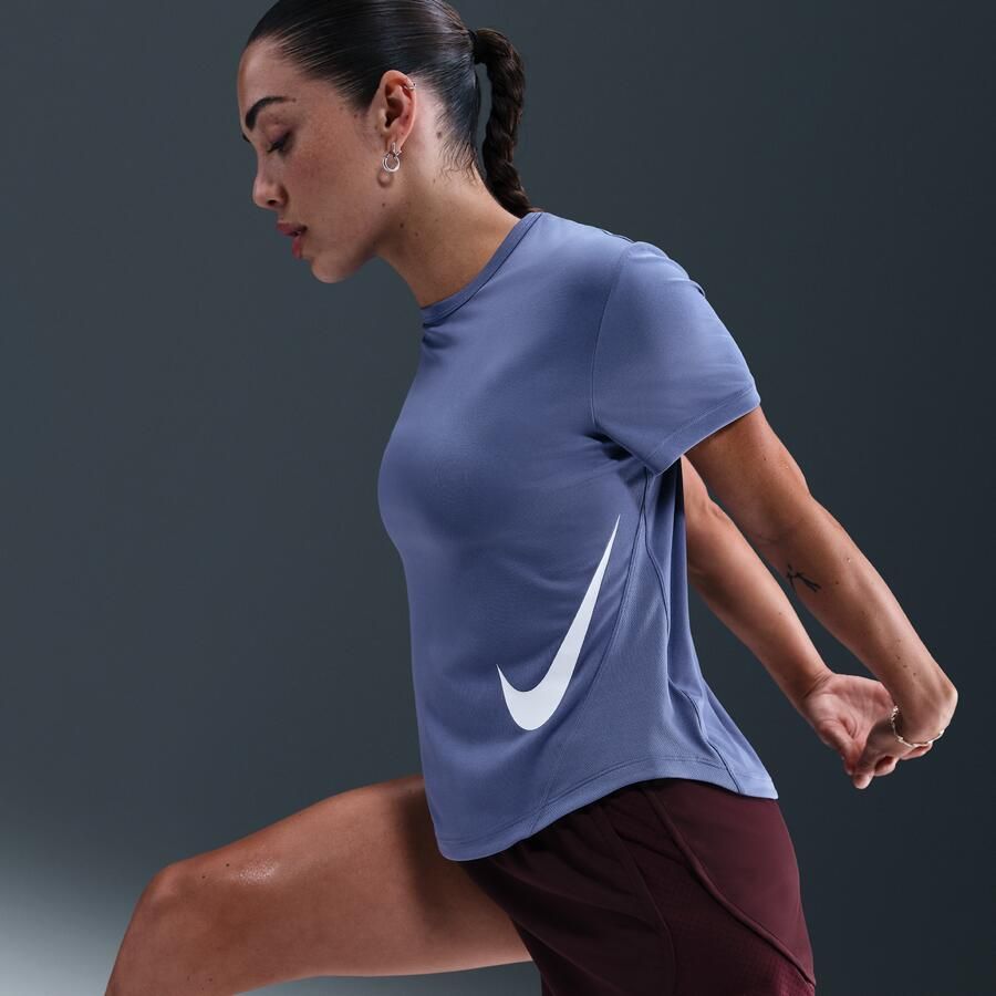 Nike Tempo Swoosh Run Dri-FIT hardlooptop met korte mouwen voor dames Blauw - Foto 2
