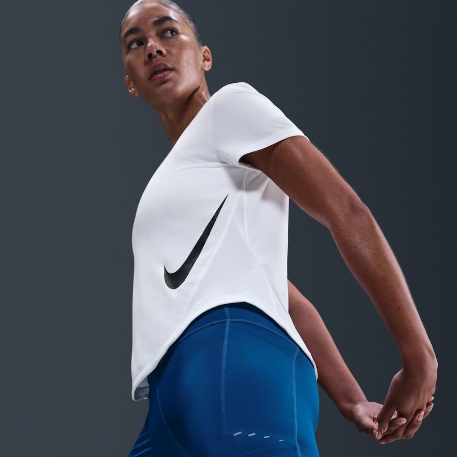Nike Tempo Swoosh Run Dri-FIT hardlooptop met korte mouwen voor dames Wit - Foto 2