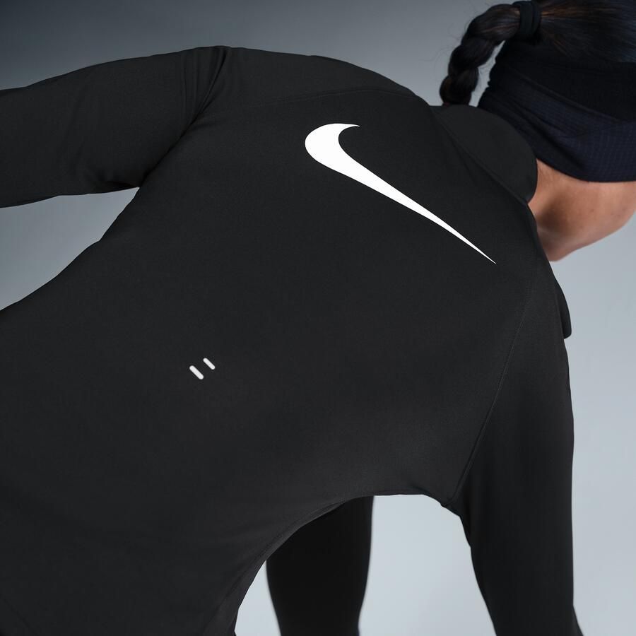 Nike Tempo Swoosh Run Dri-FIT hardlooptop met korte rits voor dames Zwart