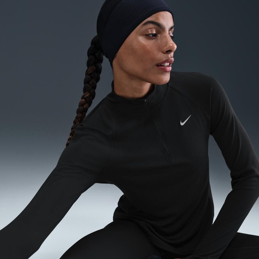 Nike Tempo Swoosh Run Dri-FIT hardlooptop met korte rits voor dames Zwart - Foto 2