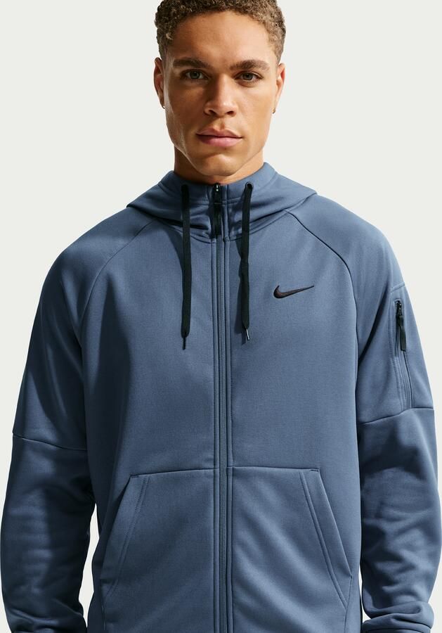 Nike Therma-FIT fitnesstop met rits over de hele lengte voor heren Blauw - Foto 4