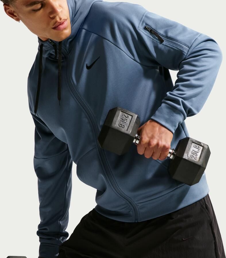 Nike Therma-FIT fitnesstop met rits over de hele lengte voor heren Blauw - Foto 3