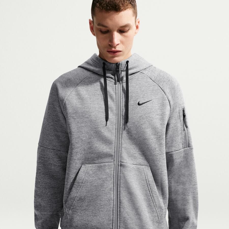 Nike Therma-FIT fitnesstop met rits over de hele lengte voor heren Grijs