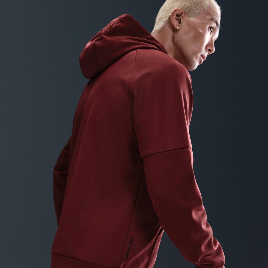 Nike Therma-FIT fitnesstop met rits over de hele lengte voor heren Rood
