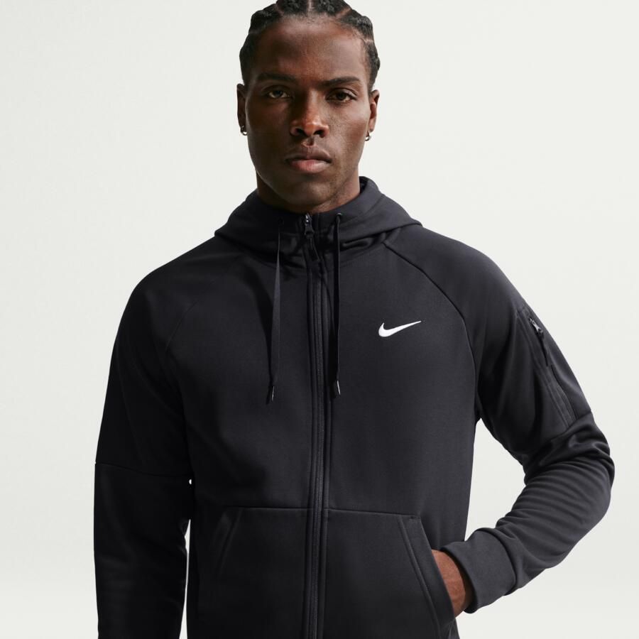 Nike Therma-FIT fitnesstop met rits over de hele lengte voor heren Zwart