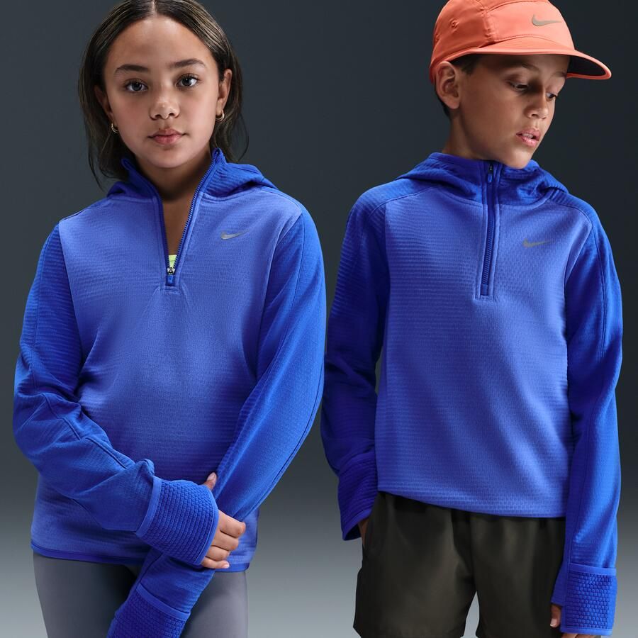 Nike Therma-FIT top met korte rits voor kids Blauw - Foto 4