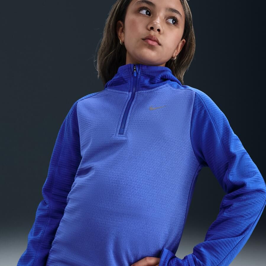 Nike Therma-FIT top met korte rits voor kids Blauw
