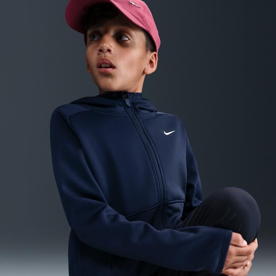 Nike Therma-FIT winterse trainingshoodie voor kids Blauw - Foto 2