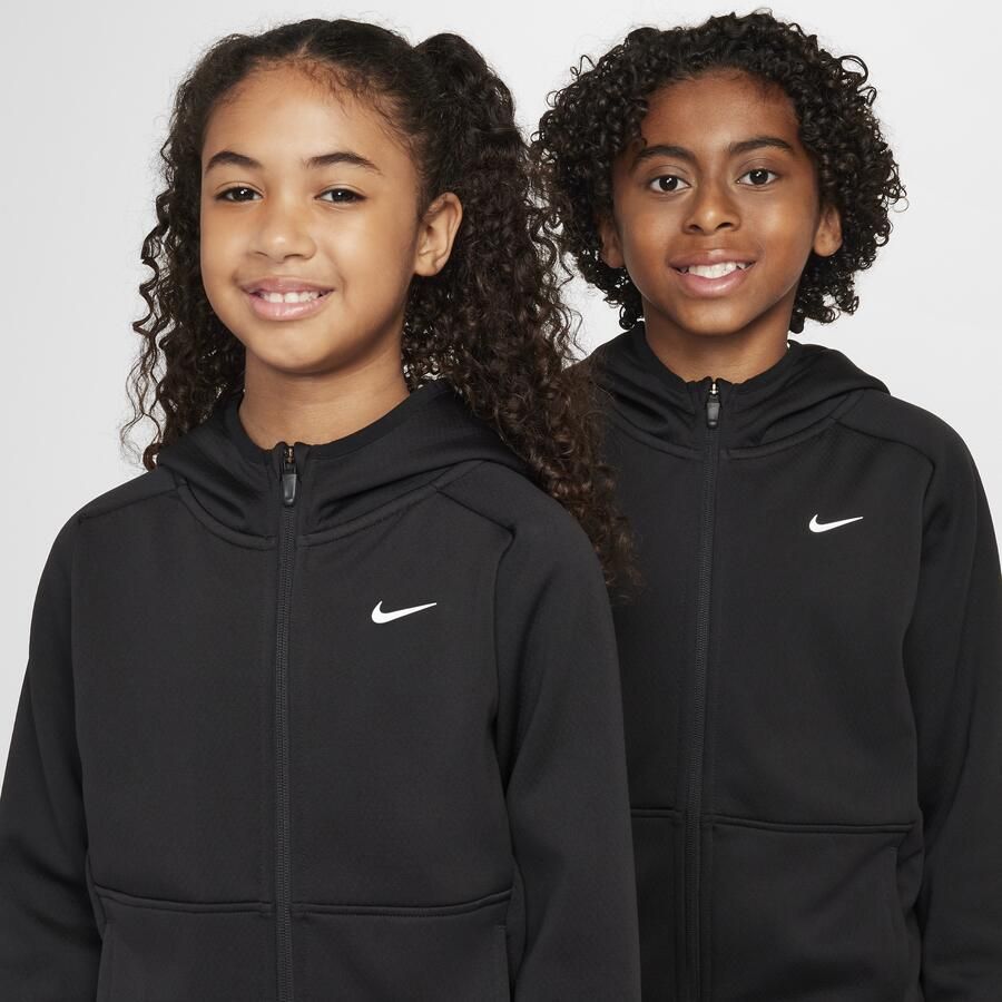 Nike Therma-FIT winterse trainingshoodie voor kids Zwart