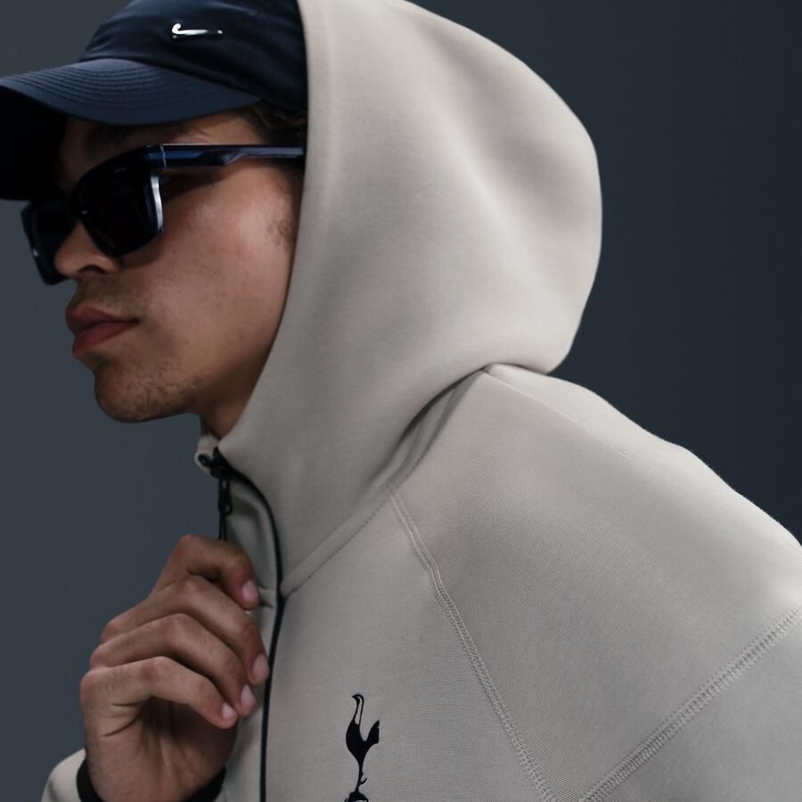Nike Tottenham Hotspur Tech Windrunner voetbalhoodie met rits over de hele lengte van fleece voor heren Grijs