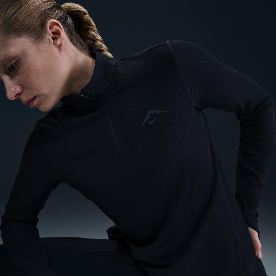 Nike Trail Dri-FIT tussenlaagtop voor hardlopen met korte rits voor dames Zwart