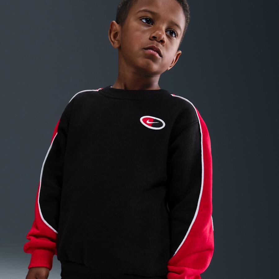 Nike tweedelige fleeceset met ronde hals voor kleuters Zwart