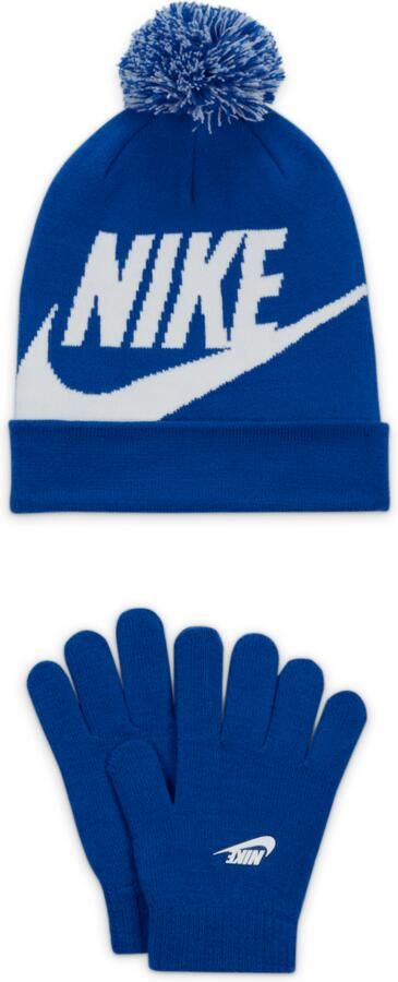 Nike Tweedelige kleuterset met beanie en handschoenen Blauw - Foto 2