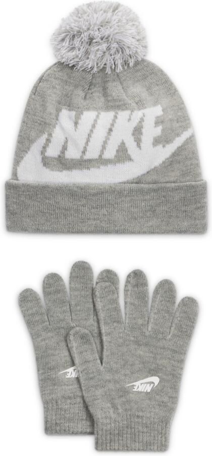 Nike Tweedelige kleuterset met beanie en handschoenen Grijs - Foto 3