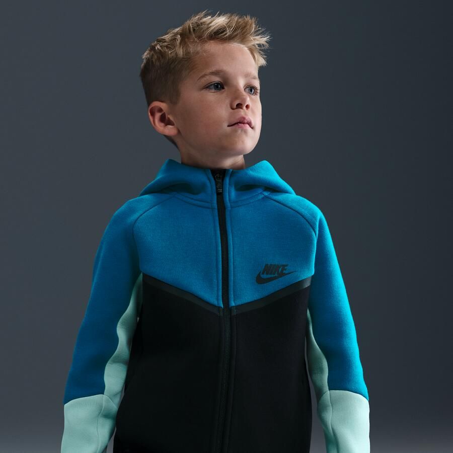 Nike tweedelige set van Tech Fleece met rits over de hele lengte voor kleuters Zwart