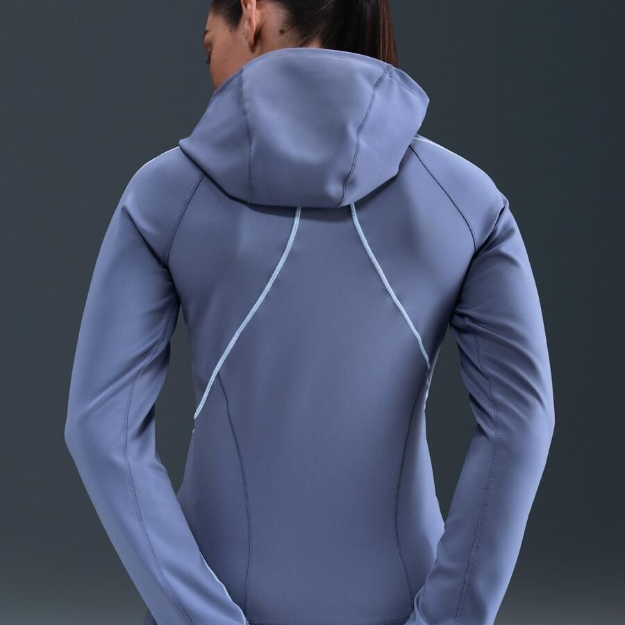 Nike Universa aansluitende Dri-FIT damestop met capuchon en lange mouwen Blauw
