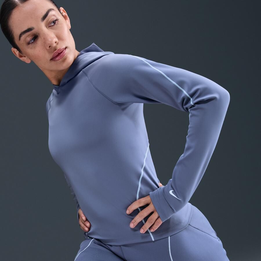 Nike Universa aansluitende Dri-FIT damestop met capuchon en lange mouwen Blauw - Foto 2