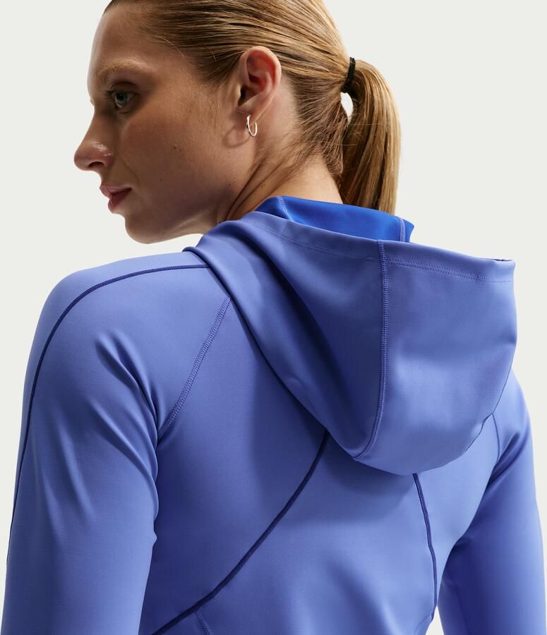 Nike Universa aansluitende Dri-FIT damestop met capuchon en lange mouwen Blauw - Foto 3