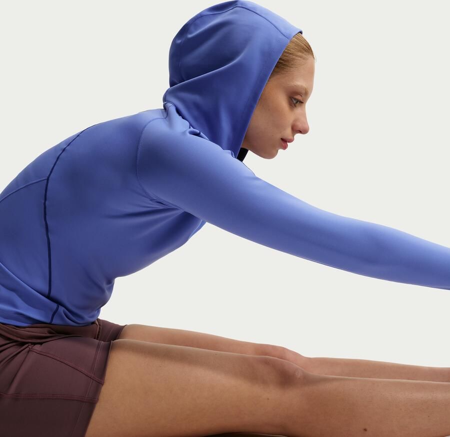 Nike Universa aansluitende Dri-FIT damestop met capuchon en lange mouwen Blauw - Foto 2