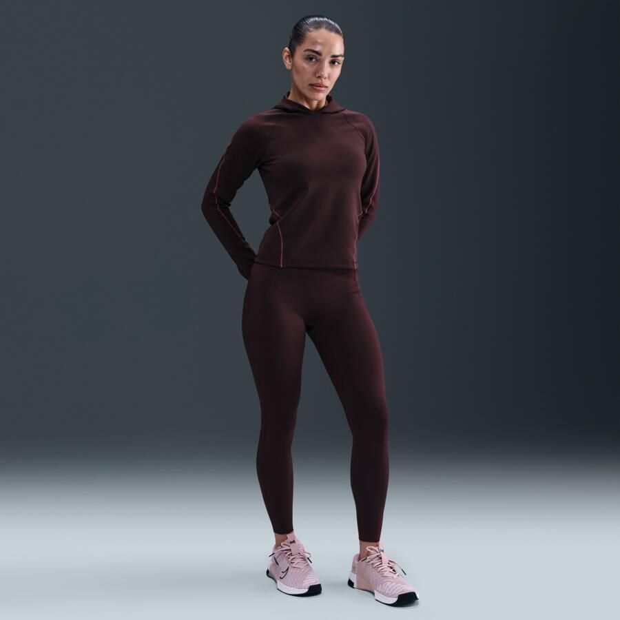 Nike Universa aansluitende Dri-FIT damestop met capuchon en lange mouwen Rood - Foto 3