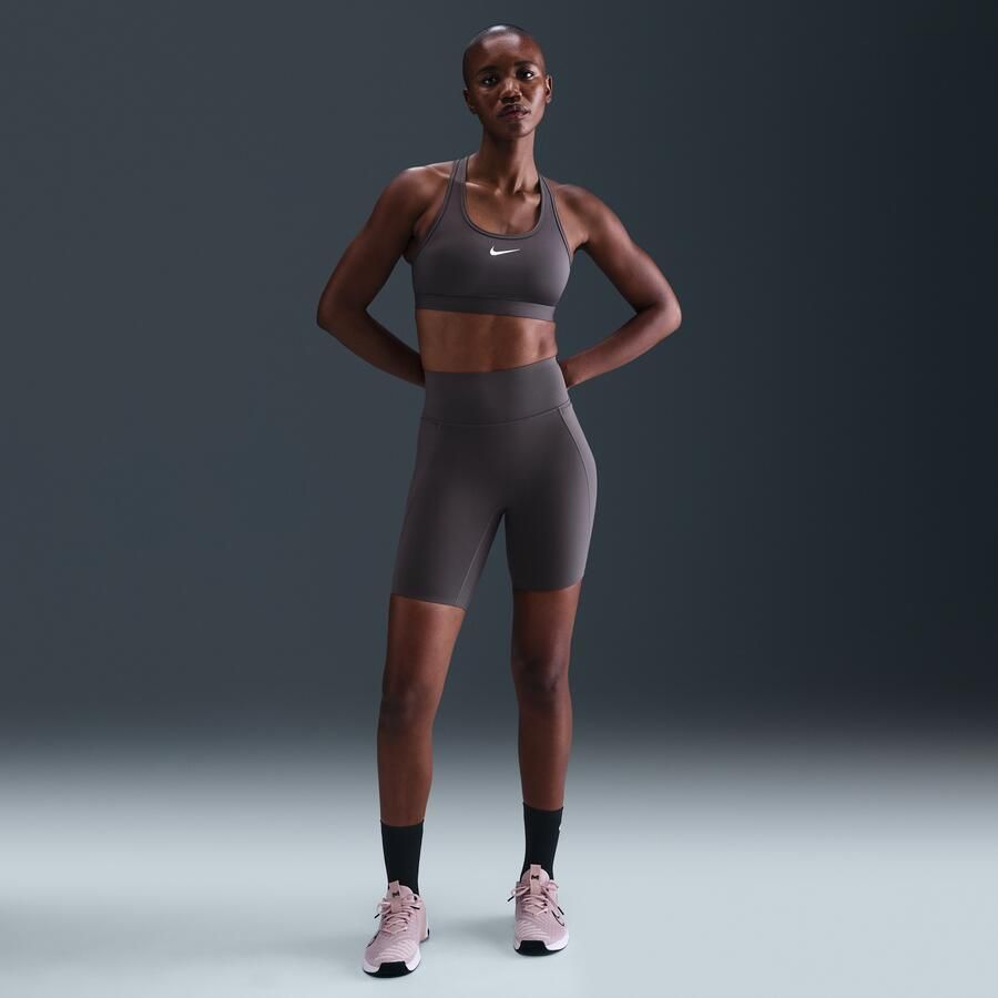 Nike Universa bikershorts met hoge taille en zonder naad aan de voorkant voor dames (20 cm) Grijs - Foto 4