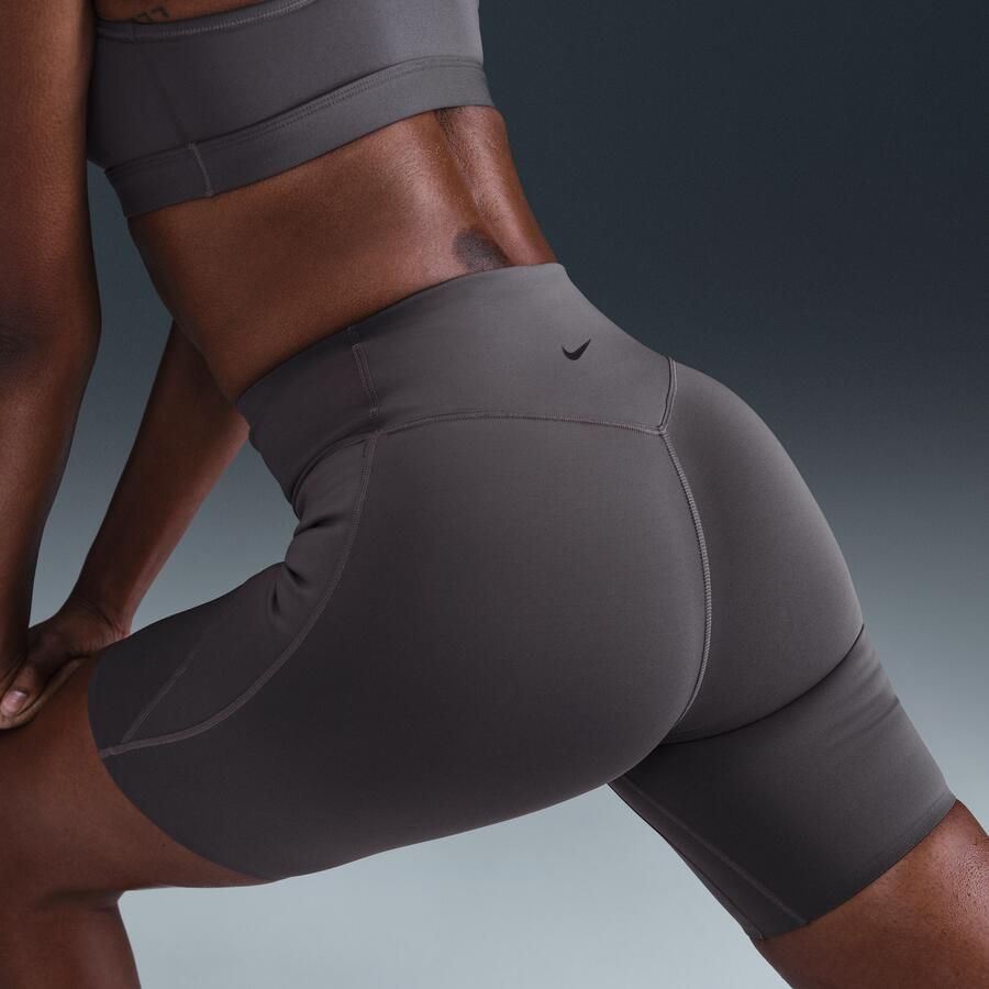 Nike Universa bikershorts met hoge taille en zonder naad aan de voorkant voor dames (20 cm) Grijs - Foto 2