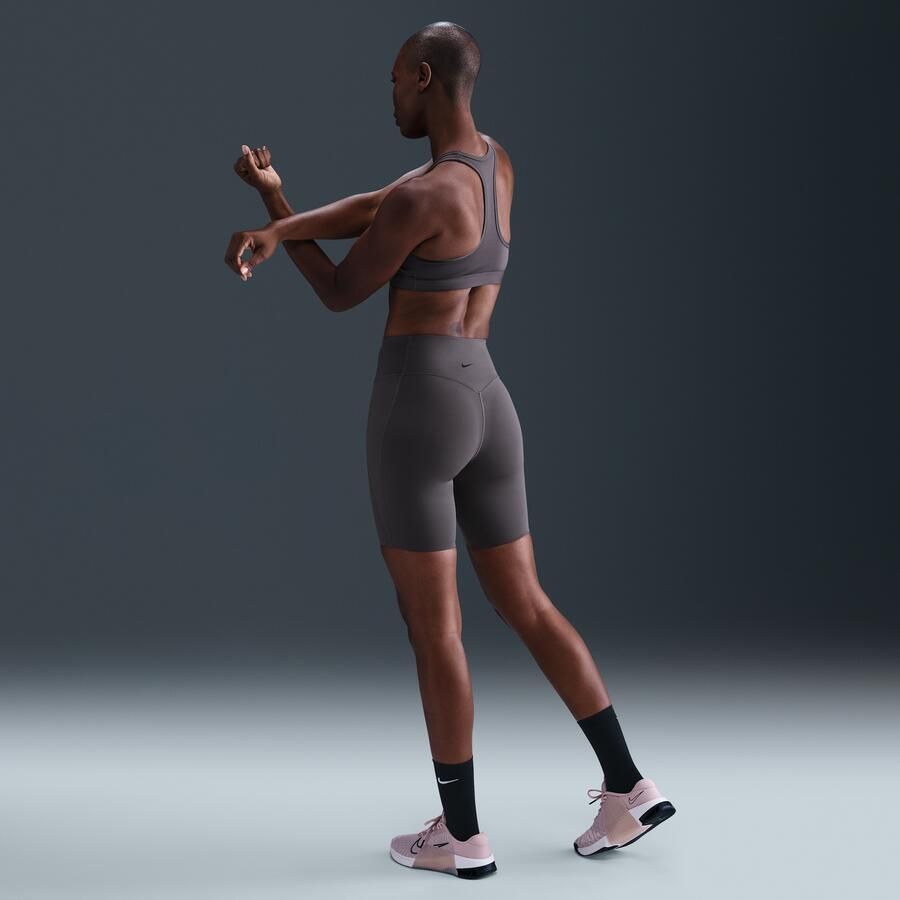 Nike Universa bikershorts met hoge taille en zonder naad aan de voorkant voor dames (20 cm) Grijs - Foto 3