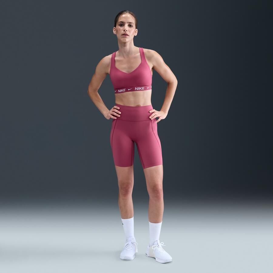 Nike Universa bikershorts met hoge taille en zonder naad aan de voorkant voor dames (20 cm) Paars - Foto 4