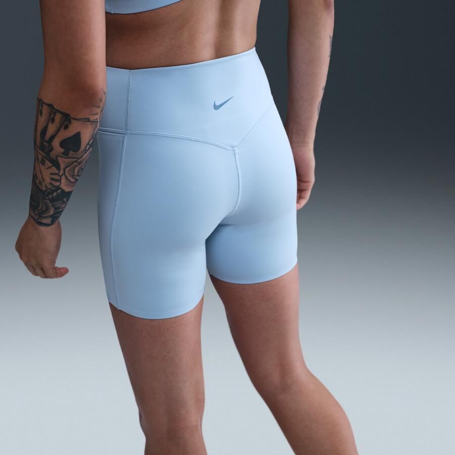 Nike Universa bikershorts met hoge taille zonder naden aan de voorkant voor dames (13 cm) Blauw - Foto 2
