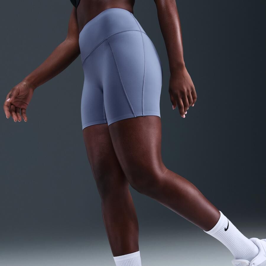 Nike Universa bikershorts met hoge taille zonder naden aan de voorkant voor dames (13 cm) Blauw