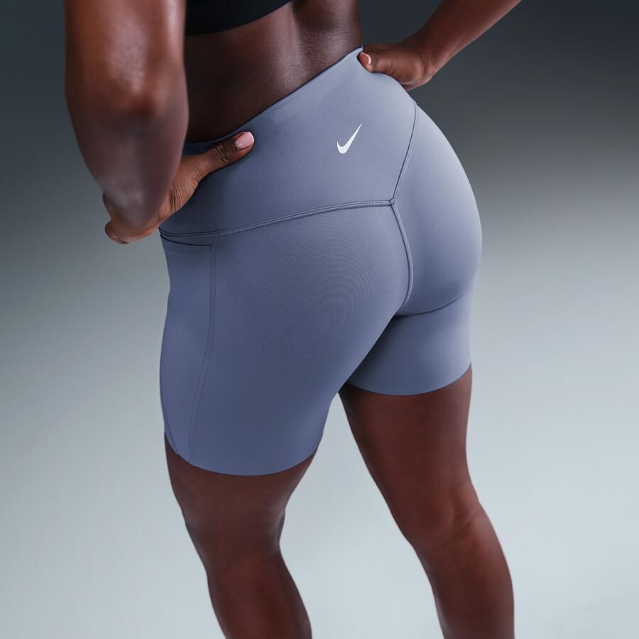 Nike Universa bikershorts met hoge taille zonder naden aan de voorkant voor dames (13 cm) Blauw - Foto 2