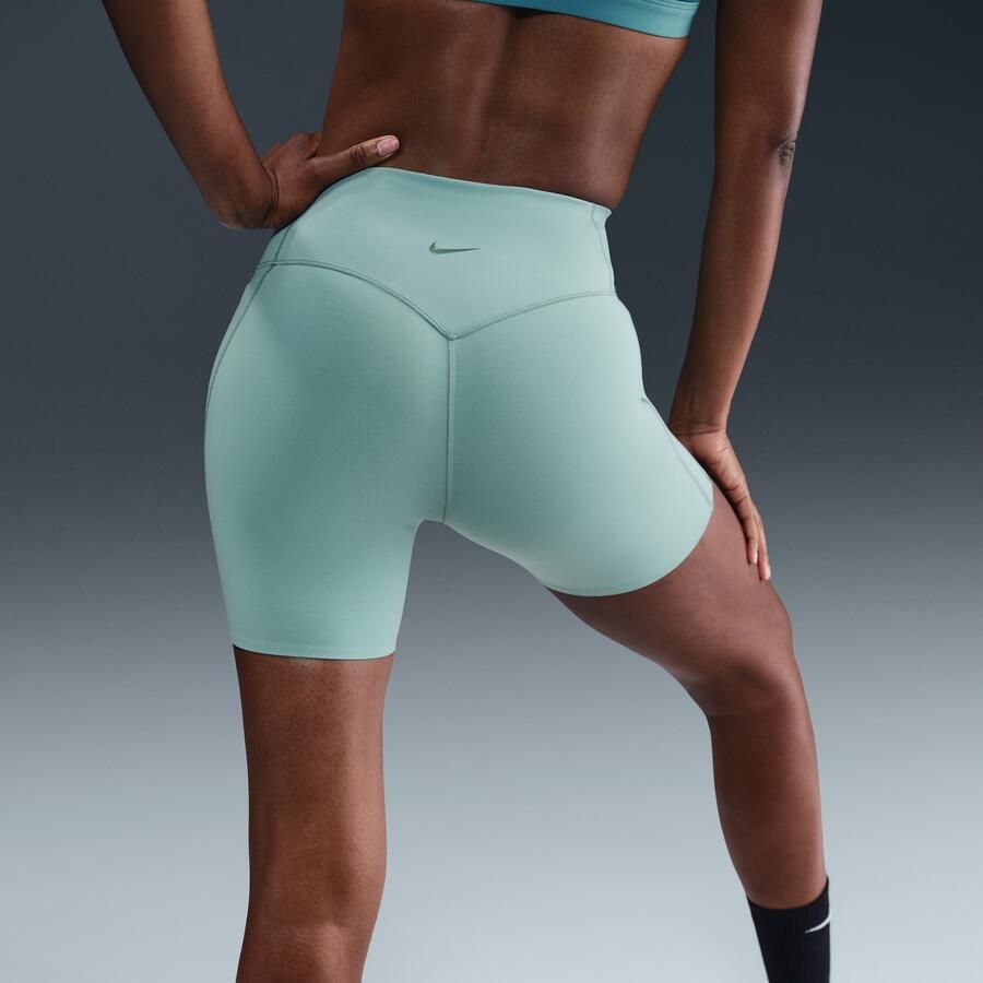Nike Universa bikershorts met hoge taille zonder naden aan de voorkant voor dames (13 cm) Groen - Foto 2