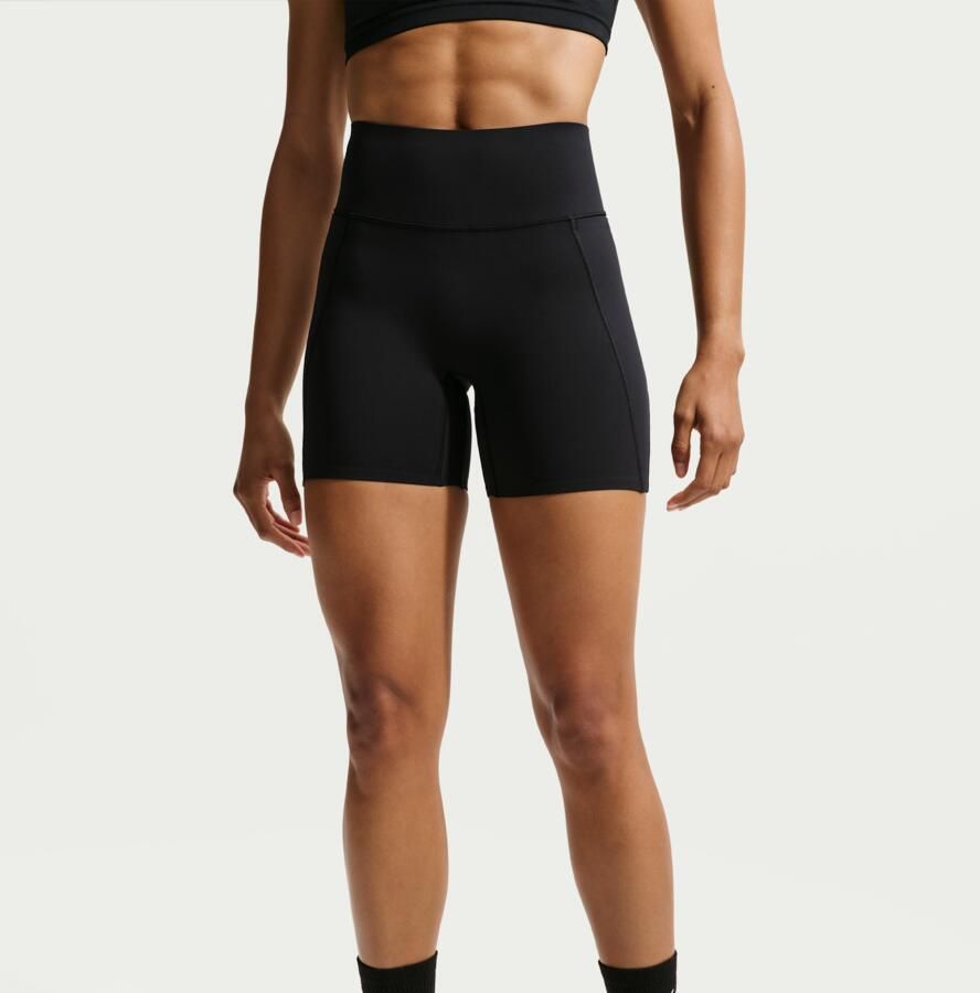 Nike Universa bikershorts met hoge taille zonder naden aan de voorkant voor dames (13 cm) Zwart - Foto 4
