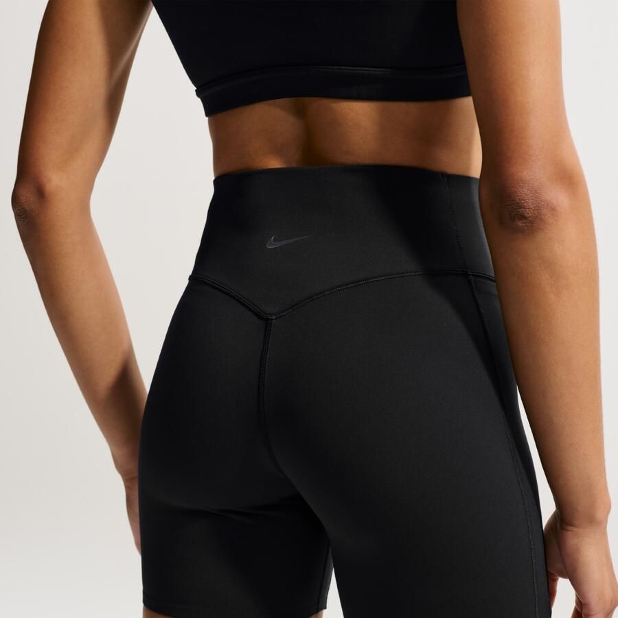 Nike Universa bikershorts met hoge taille zonder naden aan de voorkant voor dames (13 cm) Zwart - Foto 2